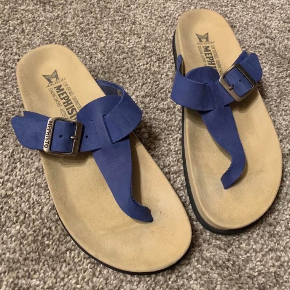 Mephisto Blue and Tan Leather Sandals💙